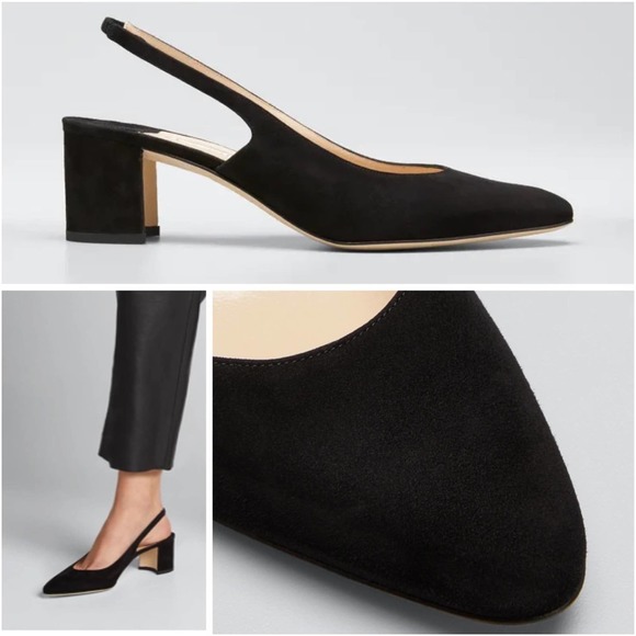 Manolo Blahnik Shoes - Manolo Blahnik Allurasa Suede Slingback Heel in Black Size 11.5